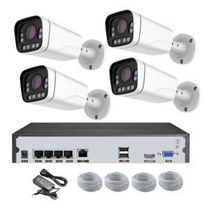 12MP 4-Kanal-IP-Überwachungskamerasystem 4CH POE NVR-Kit 4-teilige HD-kabel gebundene Außen kameras mit farbiger Nachtsicht - Product Image 1