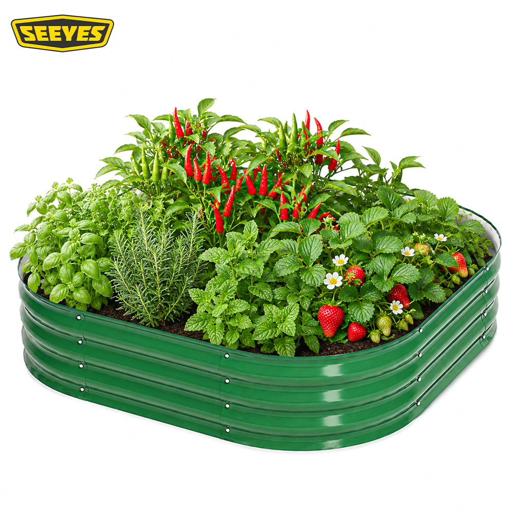 Vert foncé + lit de jardin surélevé