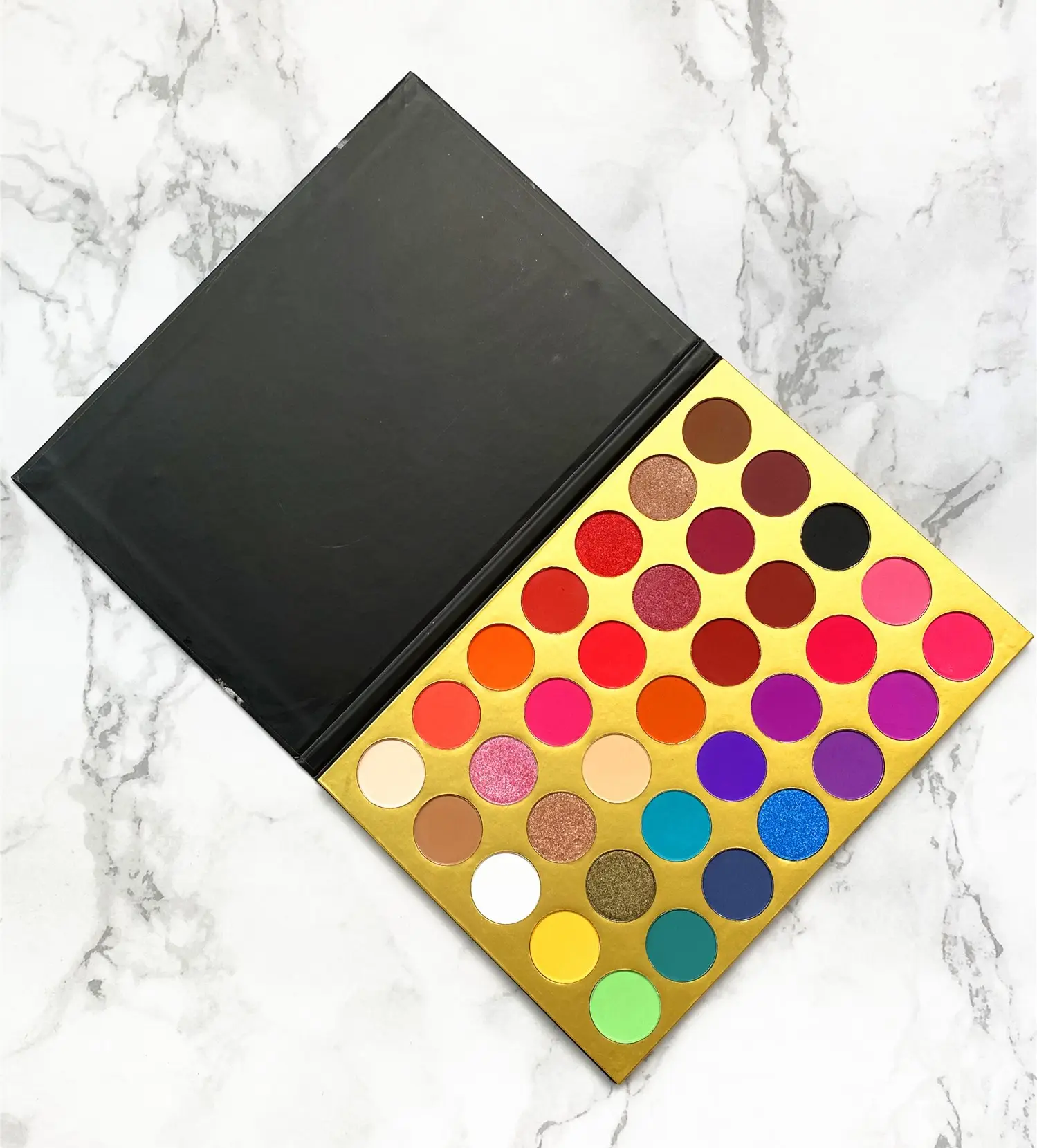 Paleta de sombras de ojos, maquillaje cosmético barato, paleta de sombras de ojos de mármol mate y brillante, 35 colores