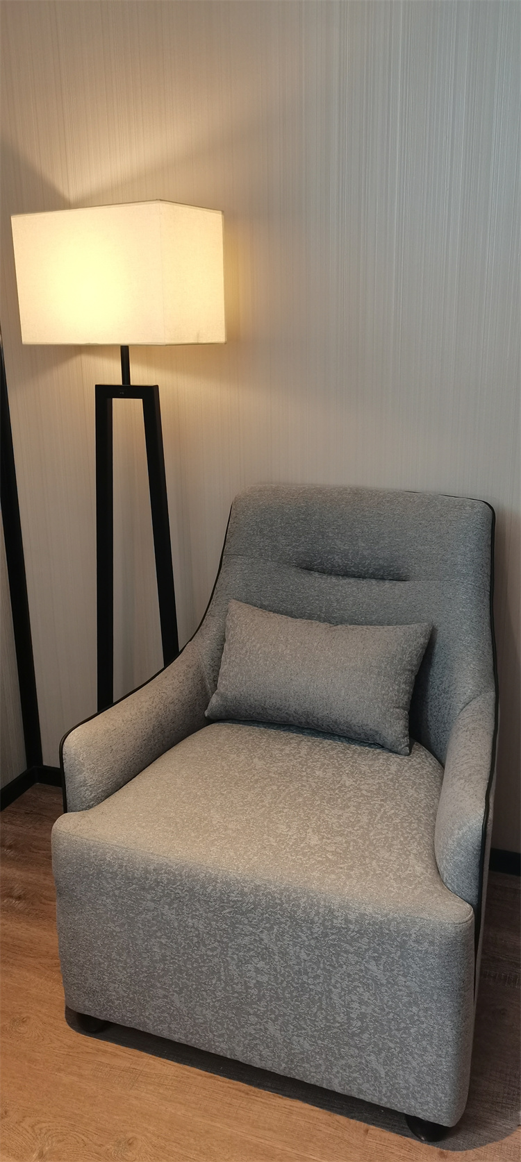 foshan furniture factory fabric solid wood frame gray technology cloth sponge modern style light luxury living room sofa