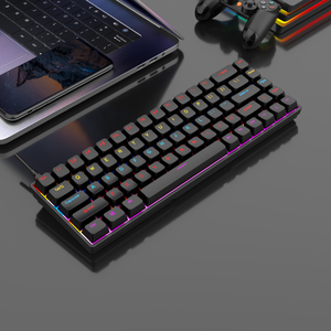 Özel Mini 68 tuşları 3 modu mekanik klavye QWERTY RGB arkadan aydınlatmalı kırmızı eksen masaüstü için kablosuz oyun mekanik klavye - Product Image 1