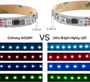 Magic <strong>LED</strong> Strip 12V WS2811 5m 30 48 60 96 144 <strong>Leds</strong> Per Meter SMD <strong>5050RGB</strong> Addressable Programmable <strong>Led</strong> Pixel Strip Light - Product Image 4