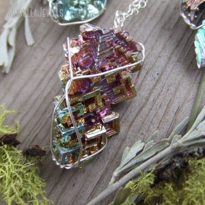 Nm26415 Nguyên Cầu Vồng <span class=keywords><strong>Bismuth</strong></span> Pha Lê Dây Bọc Mặt Dây Chuyền Mạ Bạc Thép Không Gỉ Chuỗi Vòng Cổ Độc Đáo Chic Phong Cách Đồ Trang Sức - Product Image 2