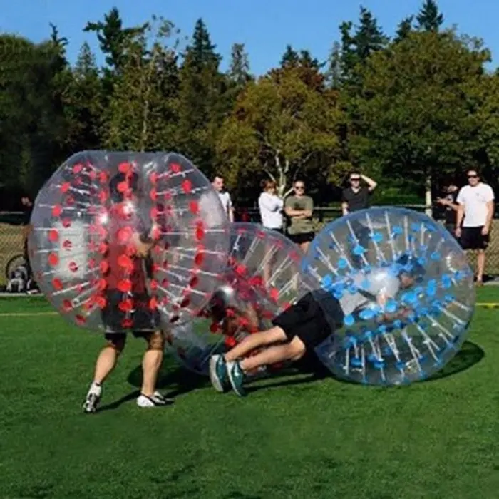 Bola inflável de plástico para corpo humano, bola de plástico transparente para esportes ao ar livre