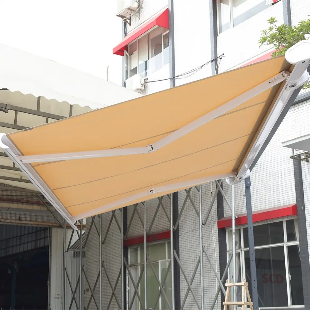Youya luxury wholesale outdoor full customizable fold arms no cassette awning with led light
