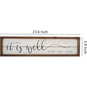 Parisloft มันเป็นอย่างดีกับจิตวิญญาณของฉันพื้นหลังสีขาวไม้กรอบป้ายไม้ตกแต่งผนังขนาด23.6x1.2x6นิ้ว (มันฉลาดมาก - Product Image 3