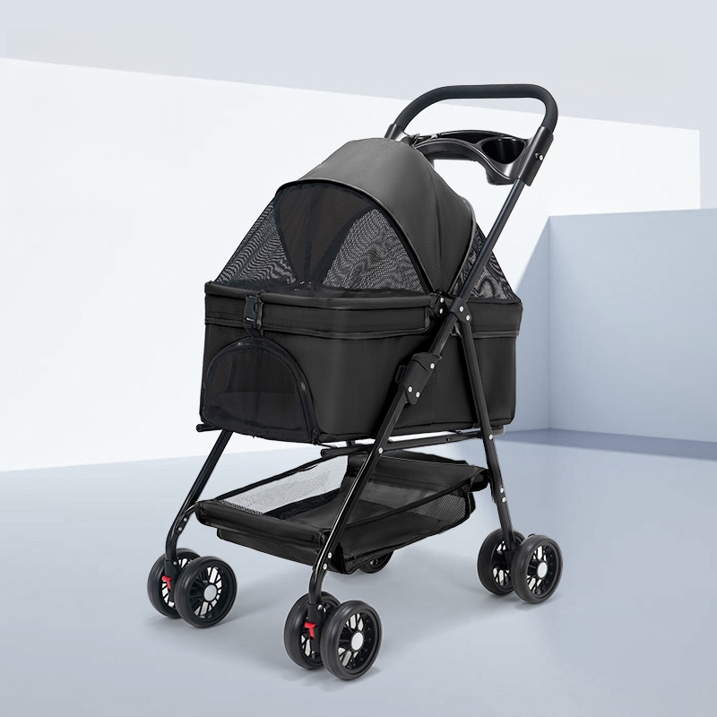 สีดำ (พับสองมือ + carrycot ที่ถอดออกไม่ได้)