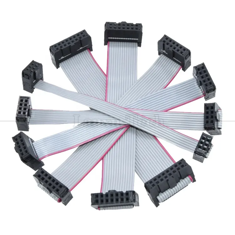 Cable plano personalizado de 4 a 80, 10, 16, 18, 20, 30, 40, 50, 60, 64 Pines, 1,27mm, conector FCC, IDC, 2,54mm