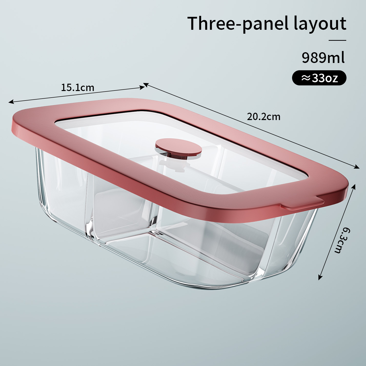 Compartmentalized Square Lunch Box989ml