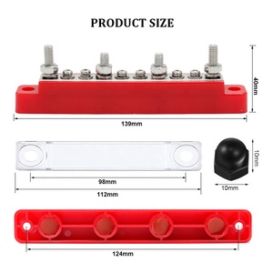 10 yollu bara 48V ağır dağıtım 4x M6Terminal çıtçıt 6xM4 Terminal vidaları pil bakır sıra bara araba için - Product Image 2
