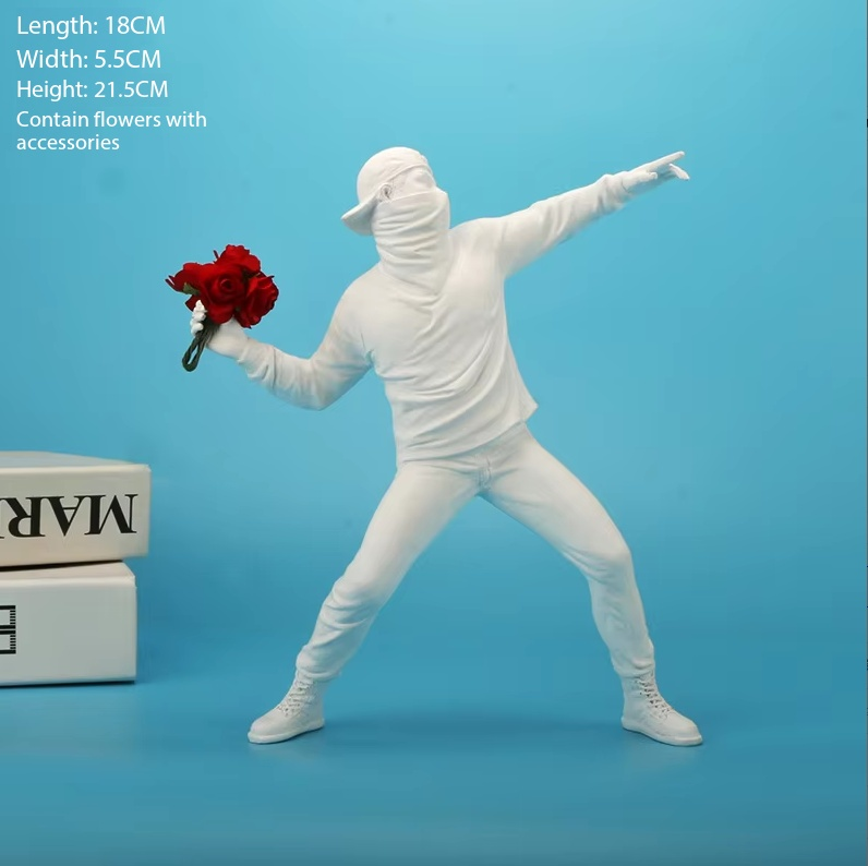 Lanciatore di fiori Banksy - Bianco