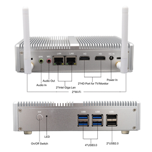 Cheap Fanless Desktop PC HTPC N3700 2.4GHz Quad Core Dual RJ45 Nic DDR3L 2*HD-MI 4xUSB 3.0 2xUSB 2.0 <strong>Linux</strong> Office <strong>Computer</strong>