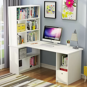 Escritorio de ordenador con estante, mesa de estudio integrada para dormitorio, escritorio de estudiante, combinación de escritorio de oficina junto a la cama