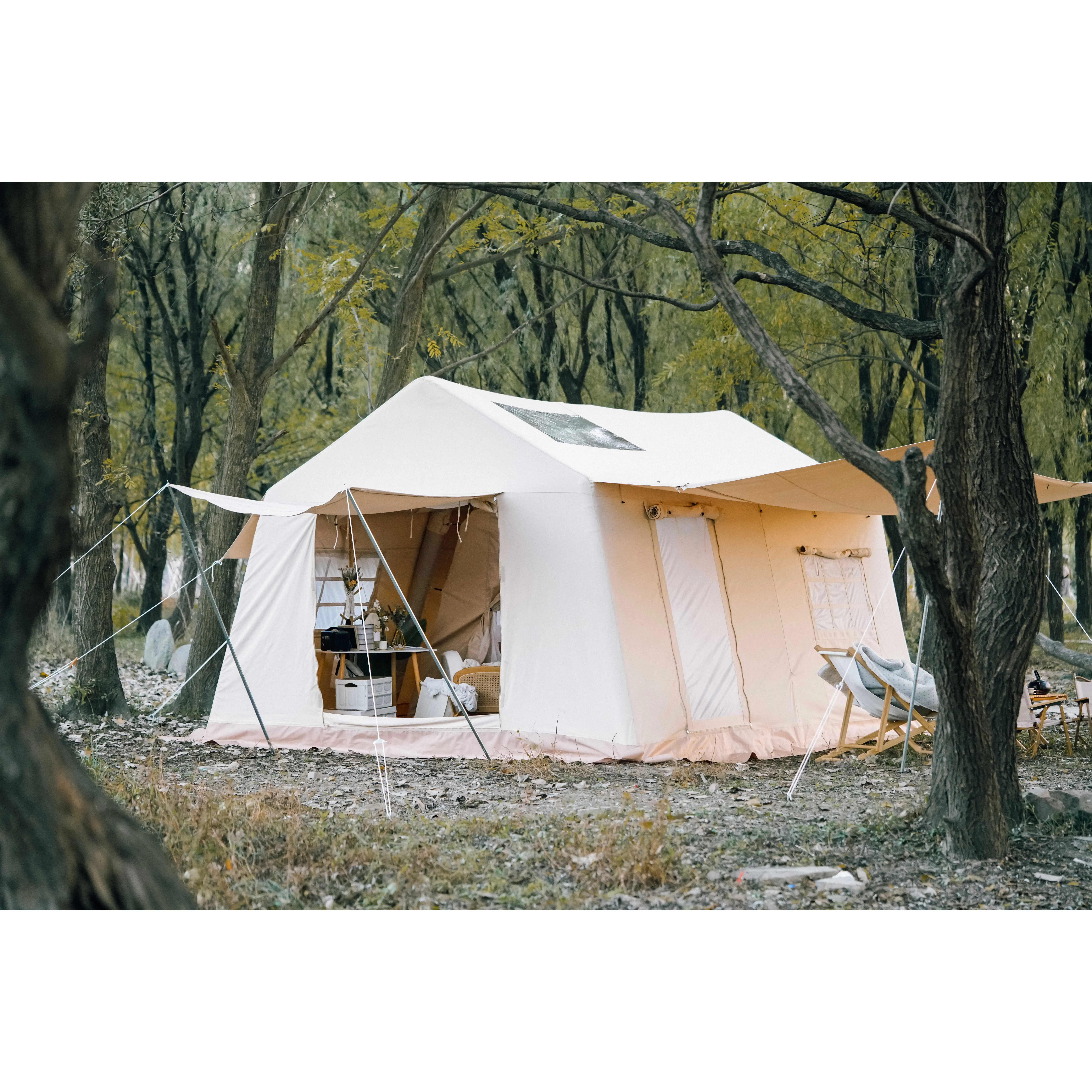 Cabana inflável luxuosa de poly algodão, tenda de ar da casa, acampamento ao ar livre, tamanho grande
