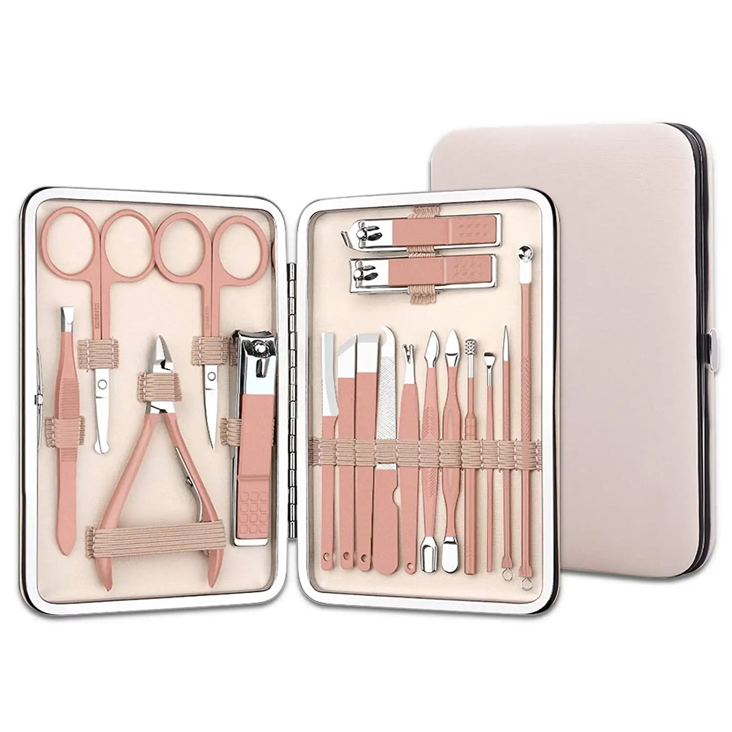 Kit de cuero profesional para manicura y pedicura, gradiente de acero inoxidable original de alta calidad, venta al por mayor, 7 Uds.