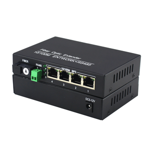 4 พอร์ตอีเธอร์เน็ตสวิตช์Extender RS485 สองทิศทางเครื่องรับส่งสัญญาณไฟเบอร์ออปติกเครือข่ายตัวแปลงแสง 1 คู่ - Product Image 2