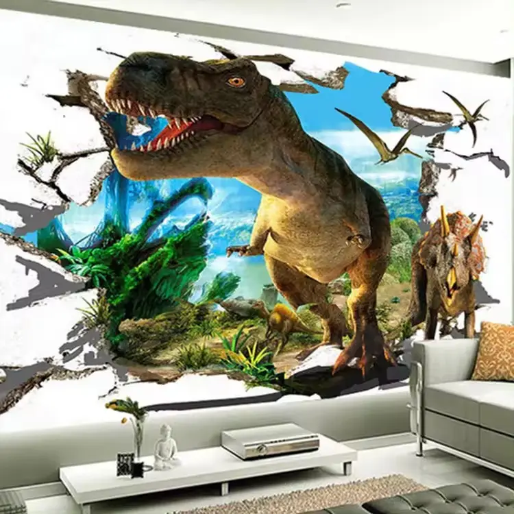 Autocollants en vinyle 3d dinosaure imprimé animal Tableau de hauteur personnalisé Autocollants muraux pour enfants