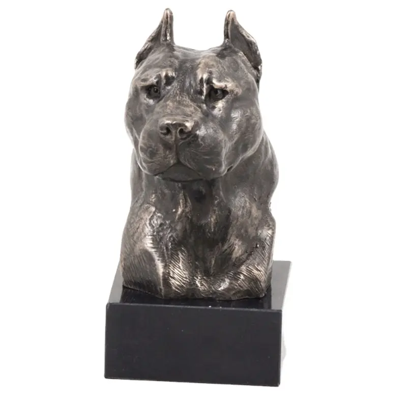 Statue de chien version Antique en Bronze, statue américain, finition en résine, décoration de bureau, Base en marbre