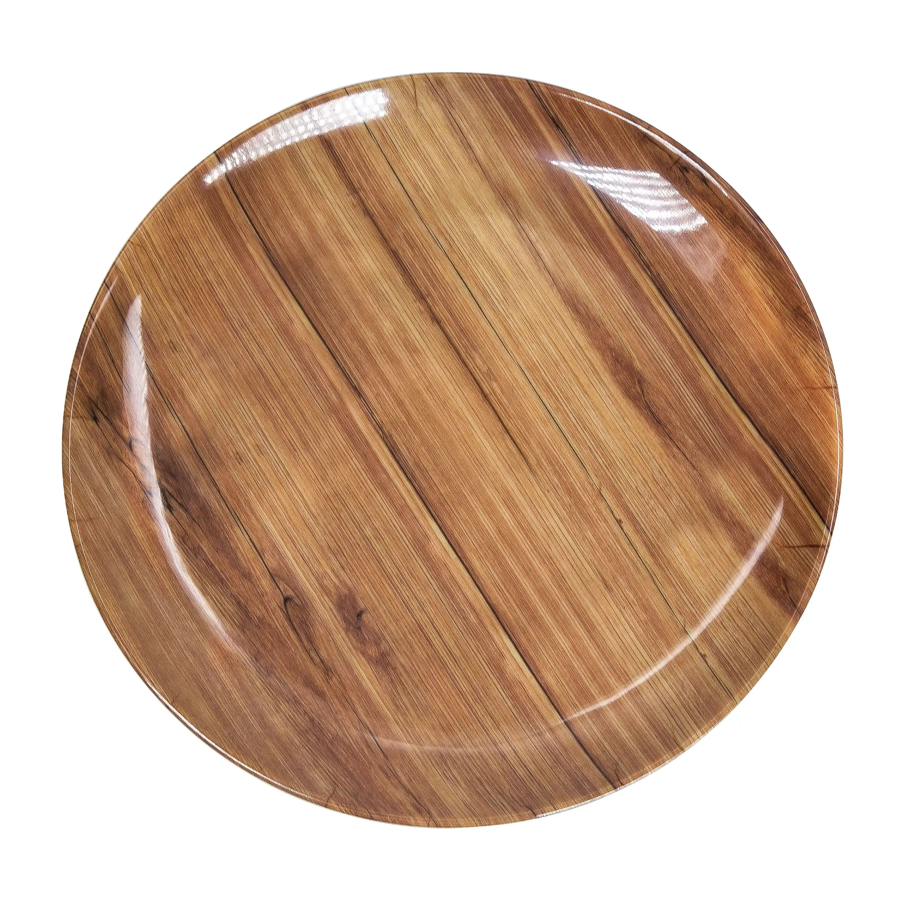 Assiettes Plates rondes en mélamine, 6-14 pouces, multi-taille, Grain de bois, assiettes plates rondes en plastique, assiettes en mélamine