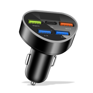 66W 5in1 5 port 4 USB + Typ C hızlı araba şarjı akıllı telefonlar için LED hızlı şarj ile PD tipi C araba USB şarj aleti - Product Image 6