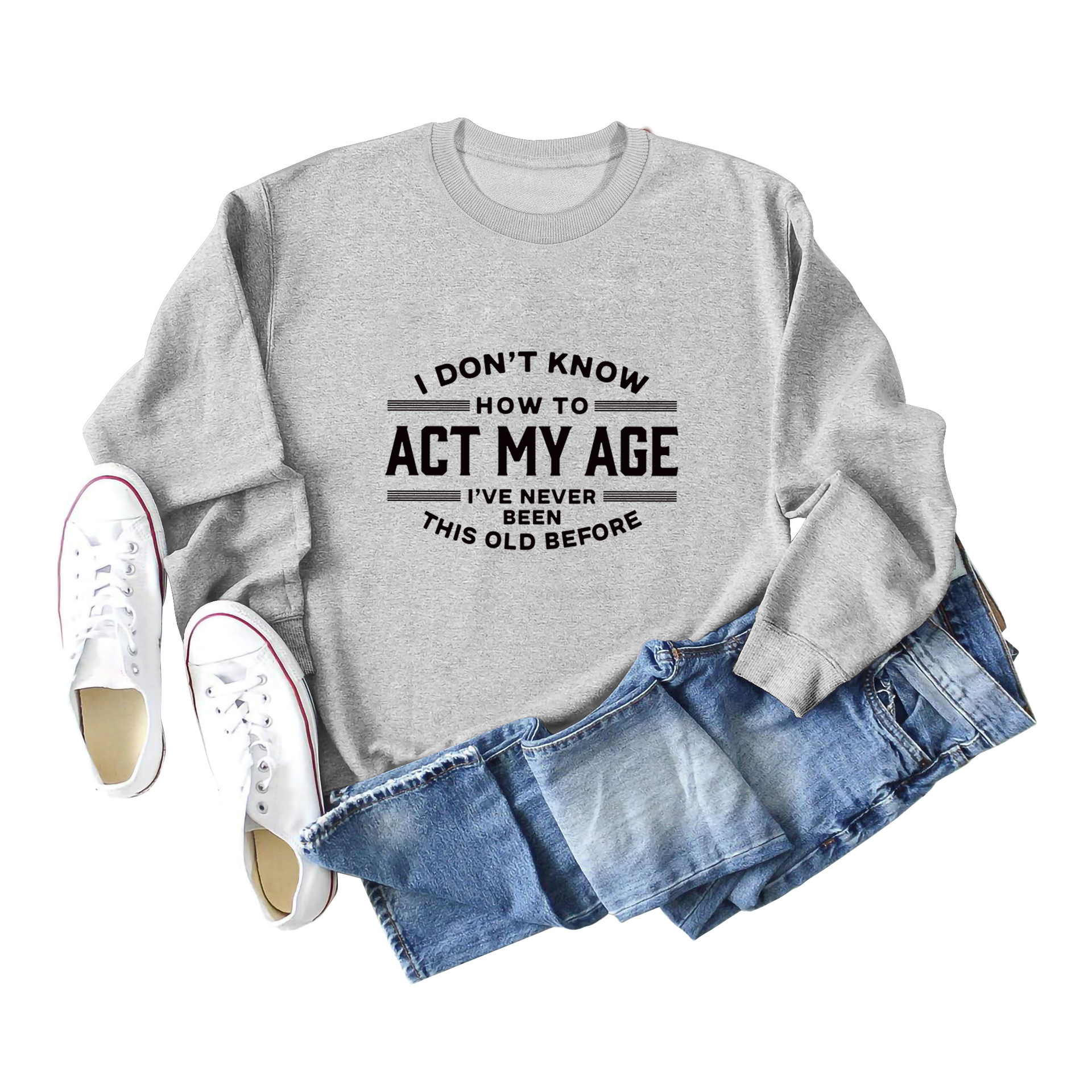 Gray sweatshirt (black font)