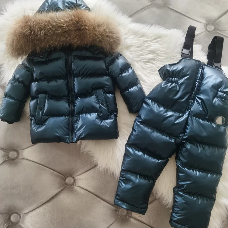 Crianças varejo desgaste 2021 Inverno Novo estilo de roupas de algodão meninos manter casacos quentes calças 2 pcs meninas para baixo casacos calças conjuntos