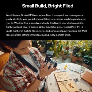 Godox IM30迷你便携式手动闪光闪光灯，适用于户外塑料材料输出水平1/64，适用于Godox IFlash相机 - Product Image 2