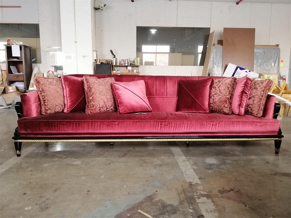 foshan chuangdian 5 star hotel furniture red luxury velvet living room sofa