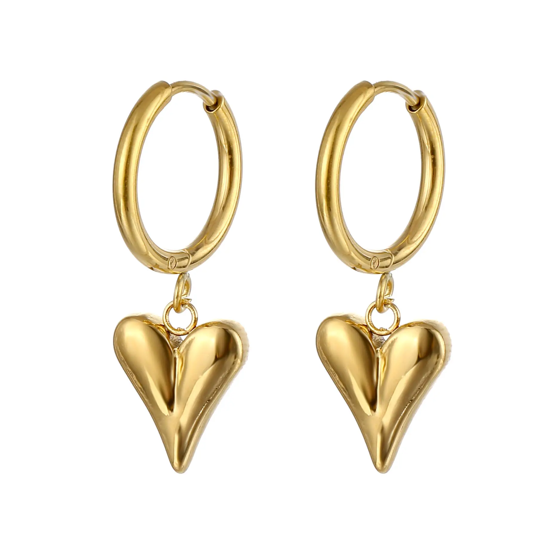 Orecchino a cuore orecchino a goccia placcato oro per accessori da donna gioielli in acciaio inossidabile Mini orecchini a cerchio Huggie con ciondolo pendente