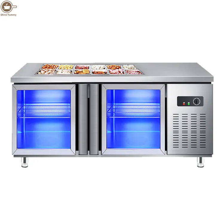 Nhà Hàng Khách Sạn Thiết Bị Tủ Lạnh Salad Bar Counter Thép Không Gỉ Pizza Bảng