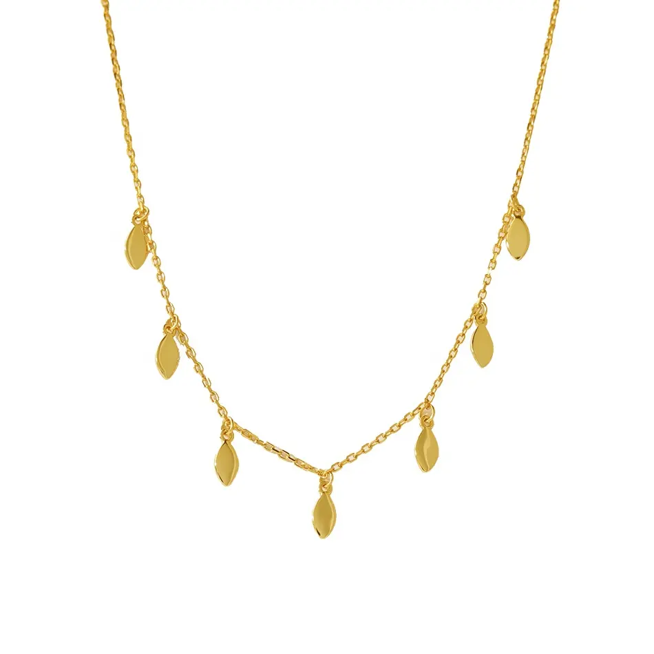 Nagosa joyería de moda 18K oro vermeil 925 plata esterlina collares de hojas ovaladas para las mujeres