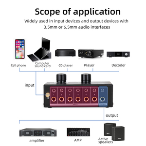Professional <strong>Audio</strong> Interface 3.5/6.5mm Jack Stereo 6 Channel <strong>Audio</strong> signal Selecting <strong>Switch</strong> for Speakers Box Headphone Power Amp - Product Image 6