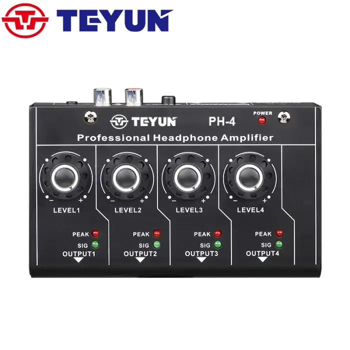 TEYUN PH4 Todo o metal 4 Canais Mini Amplificador De Auscultadores Portátil para MP3 PC Do Telefone Móvel usb interface de áudio PC