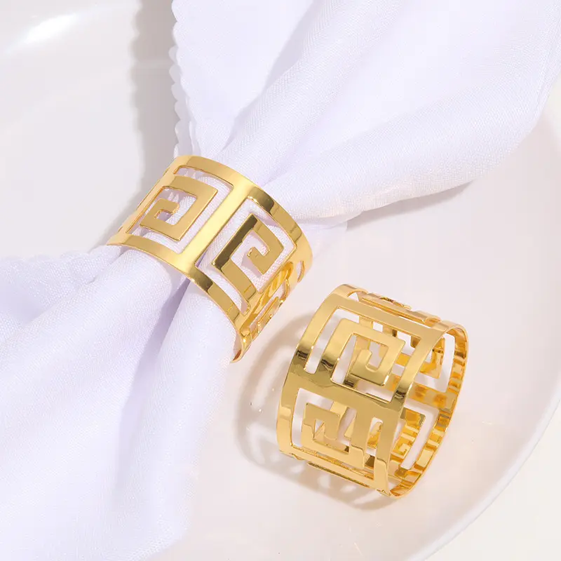 Anillos de servilletas de cena modernos de lujo, oro 2023, para decoración de bodas y vacaciones