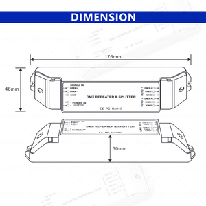 Amplificador de señal DMX para lámpara LED, módulo de tira de píxeles DMX512, 1 entrada a 2 salidas, 1990, 12V, 24V, DMX512, 1 entrada a 2 salidas - Product Image 4