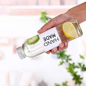 Ucuz cam içecek şişeleri kare yuvarlak 350ml 500ml kapasiteli özelleştirilebilir 250ml cam içecek şişeleri toptan - Product Image 4