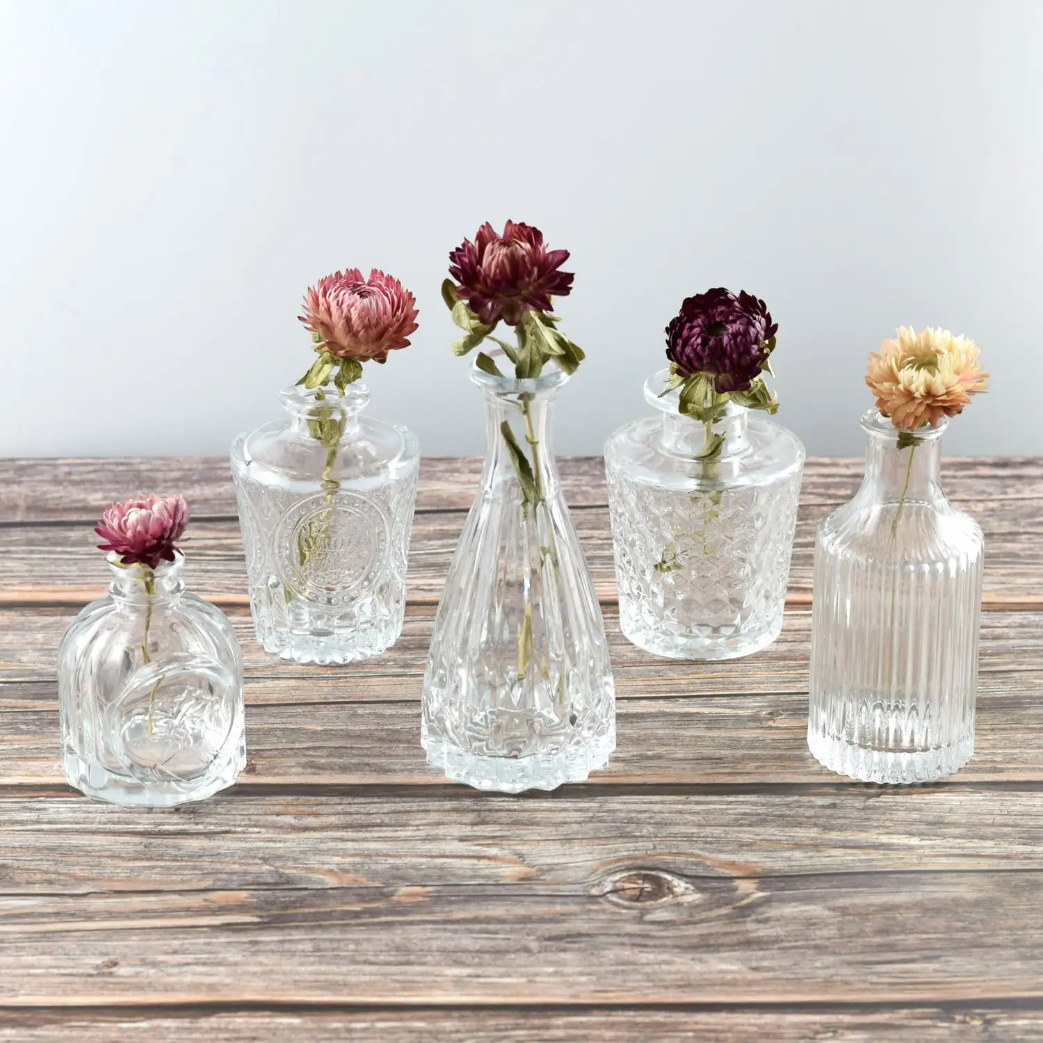 Glass Bud Vase Conjunto de 10 Limpar Bud Vasos em Massa para Small Flower Centerpieces e Decorações Rústicas