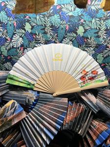 白色民间艺术竹制家居装饰促销手扇特色印花婚礼模型图案民间风格彩绘设计