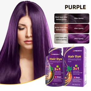 ハーブエッセンスブラック保湿ヘアカラーシャンプー3 in 1クリームとオイルフォーム修復スムージングMeidu黒髪染料シャンプー