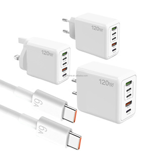 120W 3 USB-C PD + 2 USB şarj aleti hızlı şarj QC3.0 6A USB C tipi C kablo duvar şarj 120W cep telefonu güç adaptörü - Product Image 1
