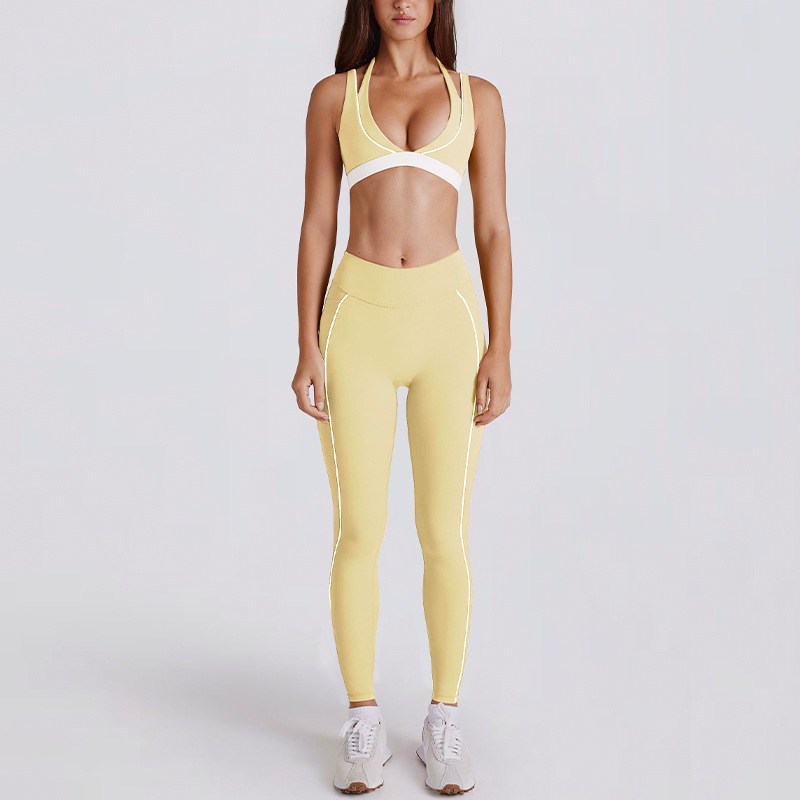 Yellow-Bra & Black Leggings
