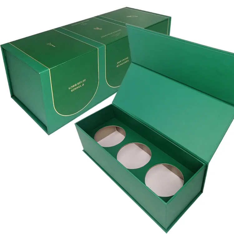 Embalagem envio de embalagens caixa de vinho personalizada caneca de joias de papel magnética de vidro de aniversário retangular caixa de presente verde de café