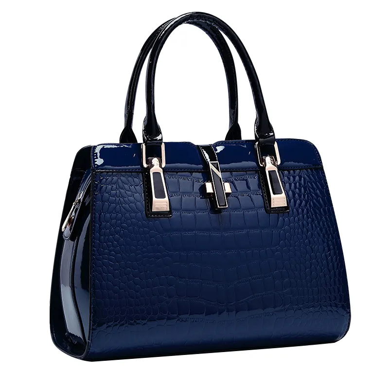 Wholesale patent Pu crocodile leather big capacity lady hand bag fashion women crossbody handbag
