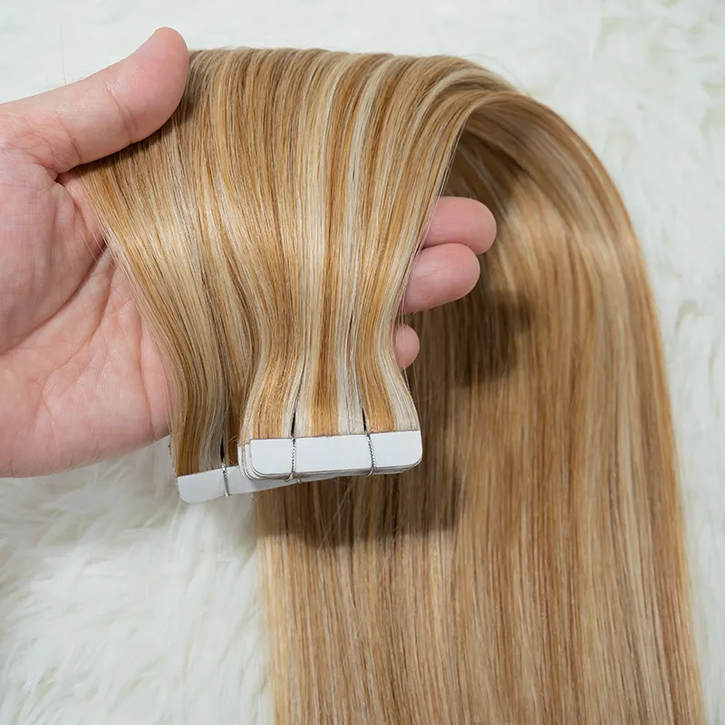 Hoge Kwaliteit Ruwe Onverwerkte Maagdelijke Dubbele Getrokken Tape Haarverlengingslijm 100% Menselijke Tape In Hair Extensions