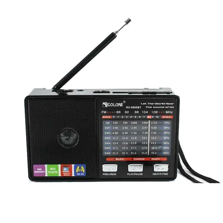 Golon RX-BT8866 Slim Pocket AM FM analogue tai nghe jack được xây dựng trong loa ăng ten mạnh mẽ kích thước bỏ túi đài phát thanh nhà