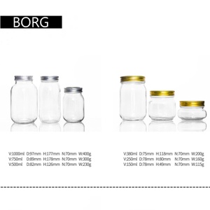 Hot bán 5 oz 8 oz 12 oz 16 oz 25 oz 33 oz vuông rõ ràng cấp thực phẩm lưu trữ container thủy tinh <span class=keywords><strong>Mason</strong></span> Jar với nắp kim loại - Product Image 2