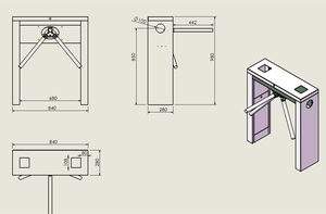 Treppiede tornello di controllo di accesso RFID barriera cancello semiautomatico mezza altezza di sicurezza - Product Image 4
