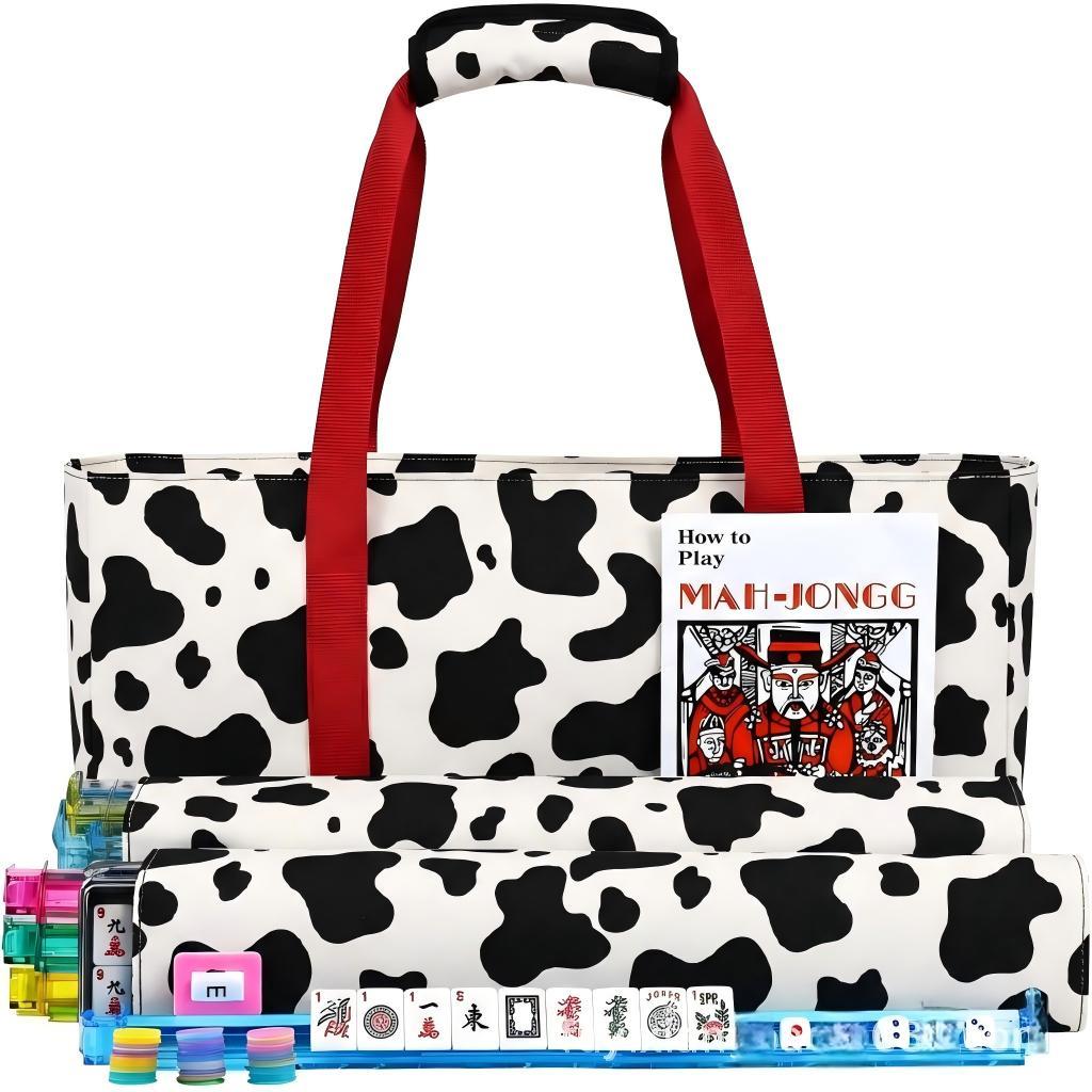 Black-and-white cow-patterned 3-piece set