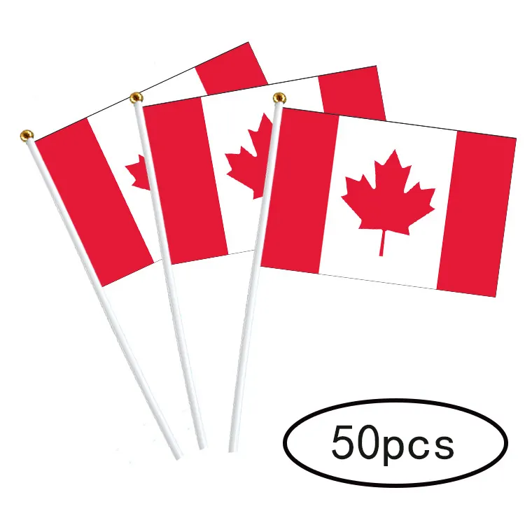 Bandera Nacional de Canadá personalizada, 14-21 cm, poliéster, doble cara, país canadiense, mano