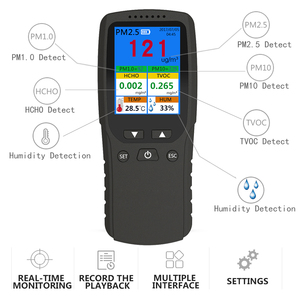 Kỹ thuật số PM2.5 Detector chất lượng không khí Màn hình phân tích khí cho formaldehyde TVOC PM2.5 PM10 hcho thử nghiệm giám sát thiết bị - Product Image 5